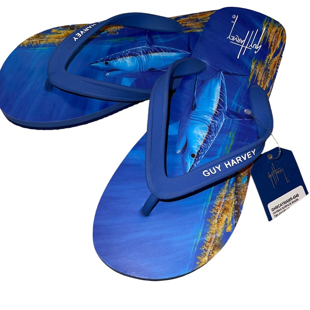 Guy Harvey Cayman Surface Shark Men’s Thong/Flip Flop Sandal Size 8 New With Tag